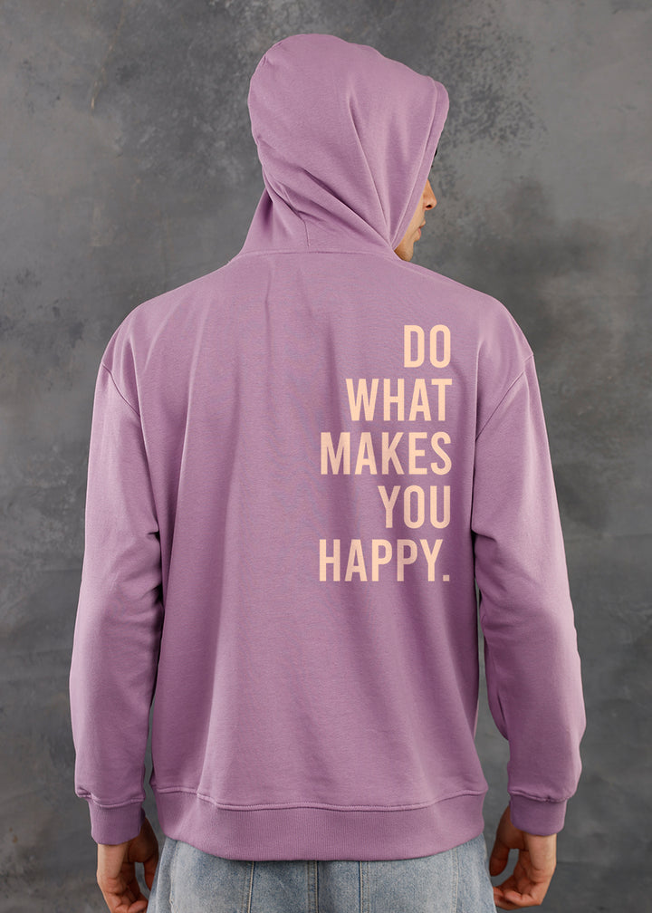What Makes You Happy Men Printed Drop Shoulder Premium Terry Hoodie