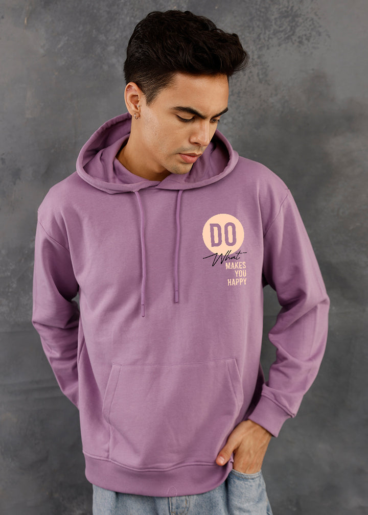 What Makes You Happy Men Printed Drop Shoulder Premium Terry Hoodie