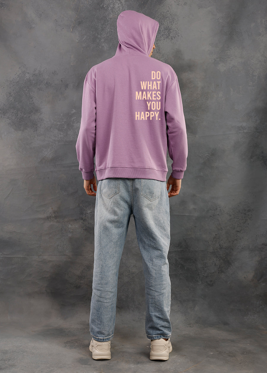 What Makes You Happy Men Printed Drop Shoulder Premium Terry Hoodie