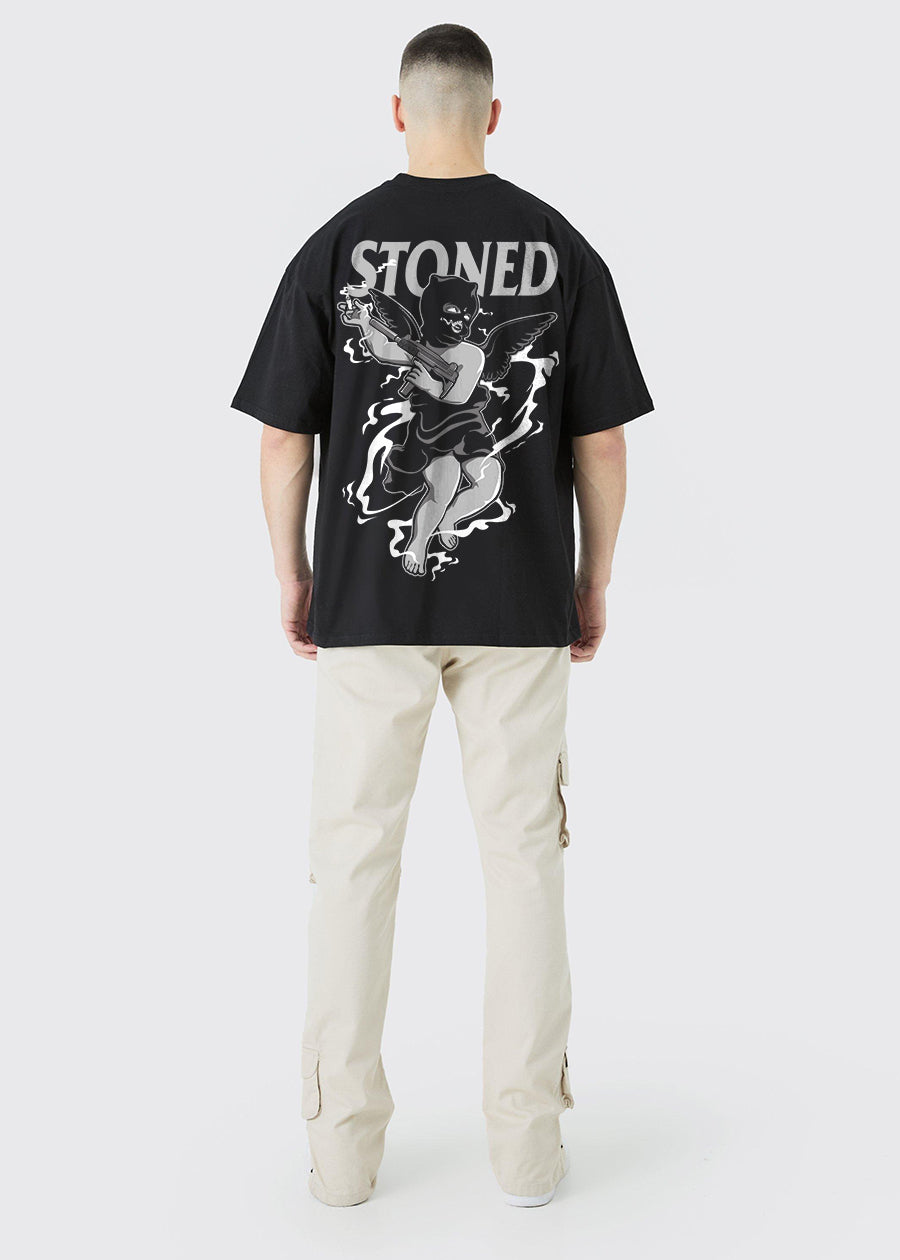 Devil Stoned Men Oversized Printed T-Shirt