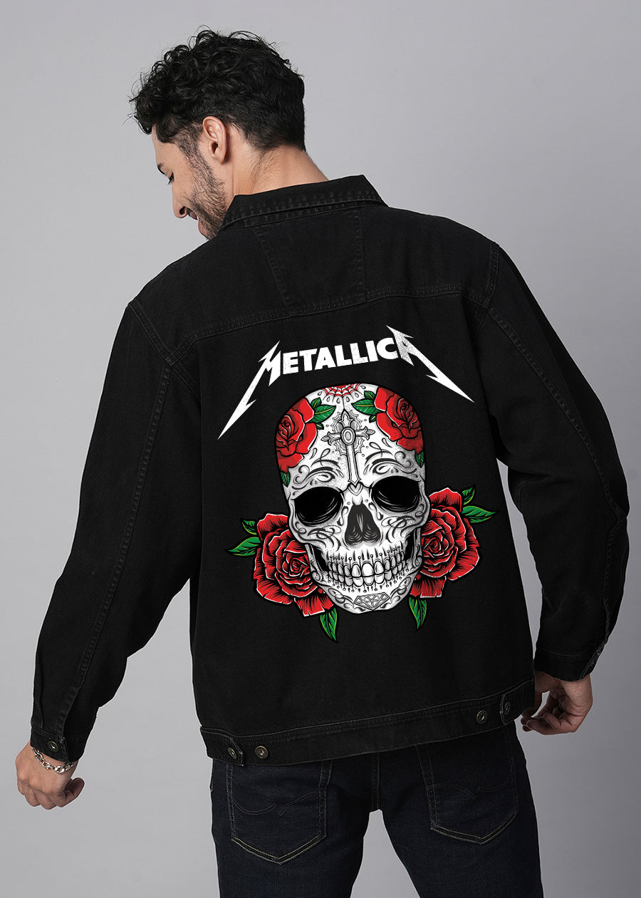 Men Black Regular Fit Full Sleeves Denim Jacket