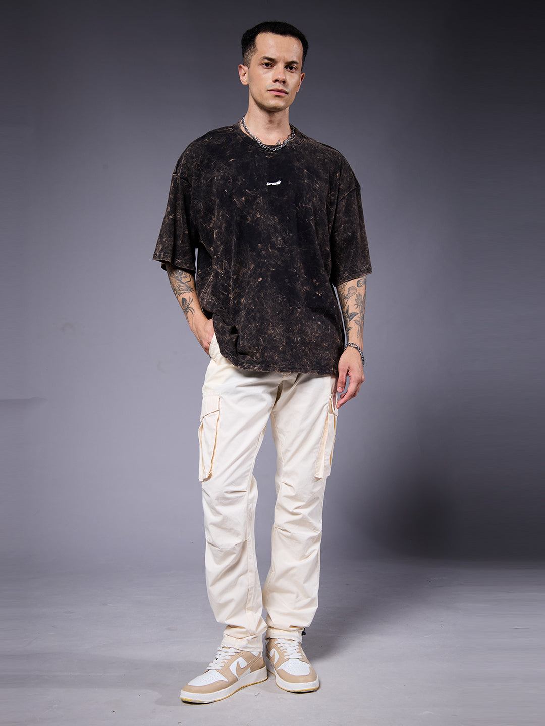 STREET STATIC Men Retro Wash Printed Oversized T-Shirt