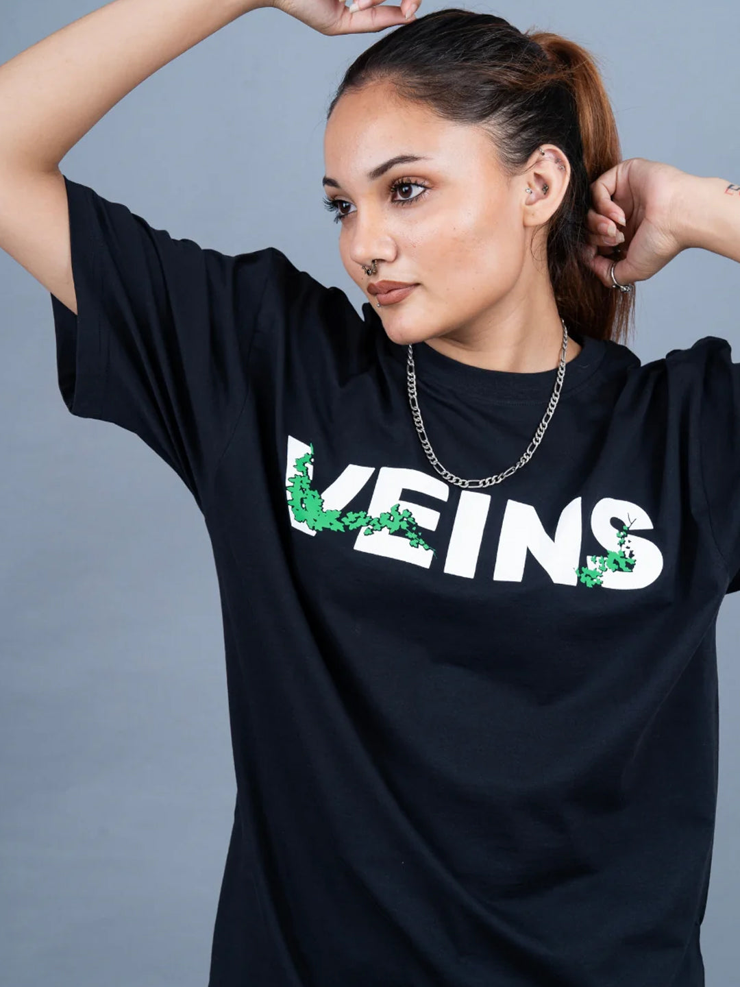 Ice In My Veins Puff Printed Women Oversized Terry T-shirt