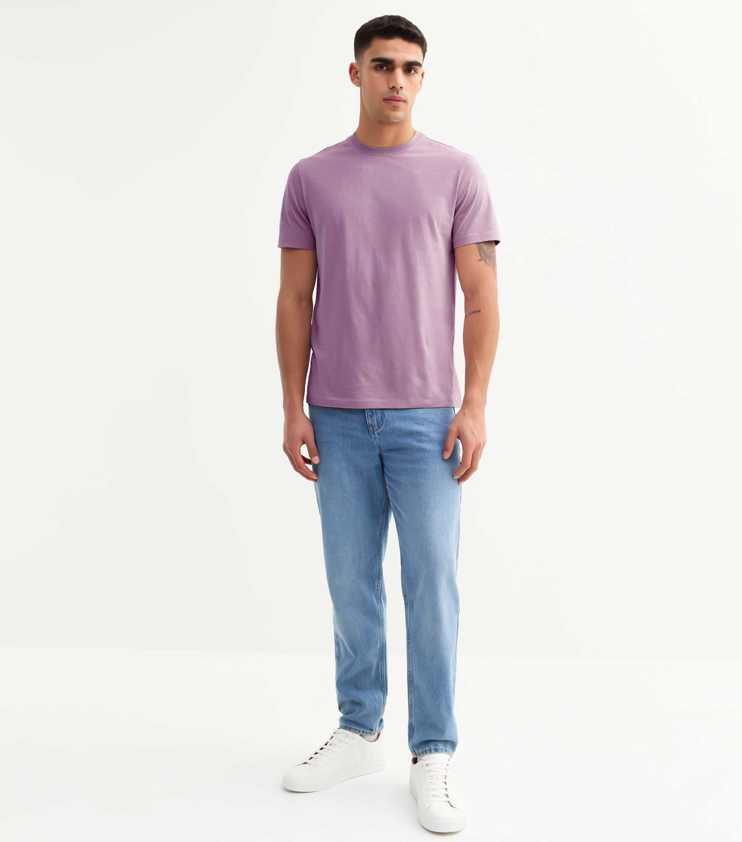 Solid Men Half Sleeve T-Shirt - Lilac