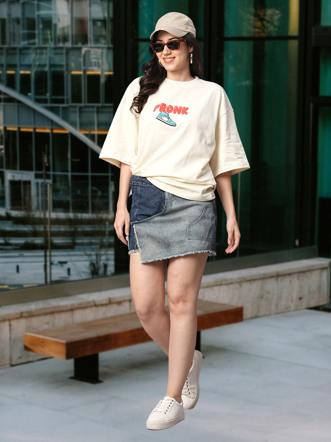 One Life Women Premium Oversized Embroidered Terry T-shirt