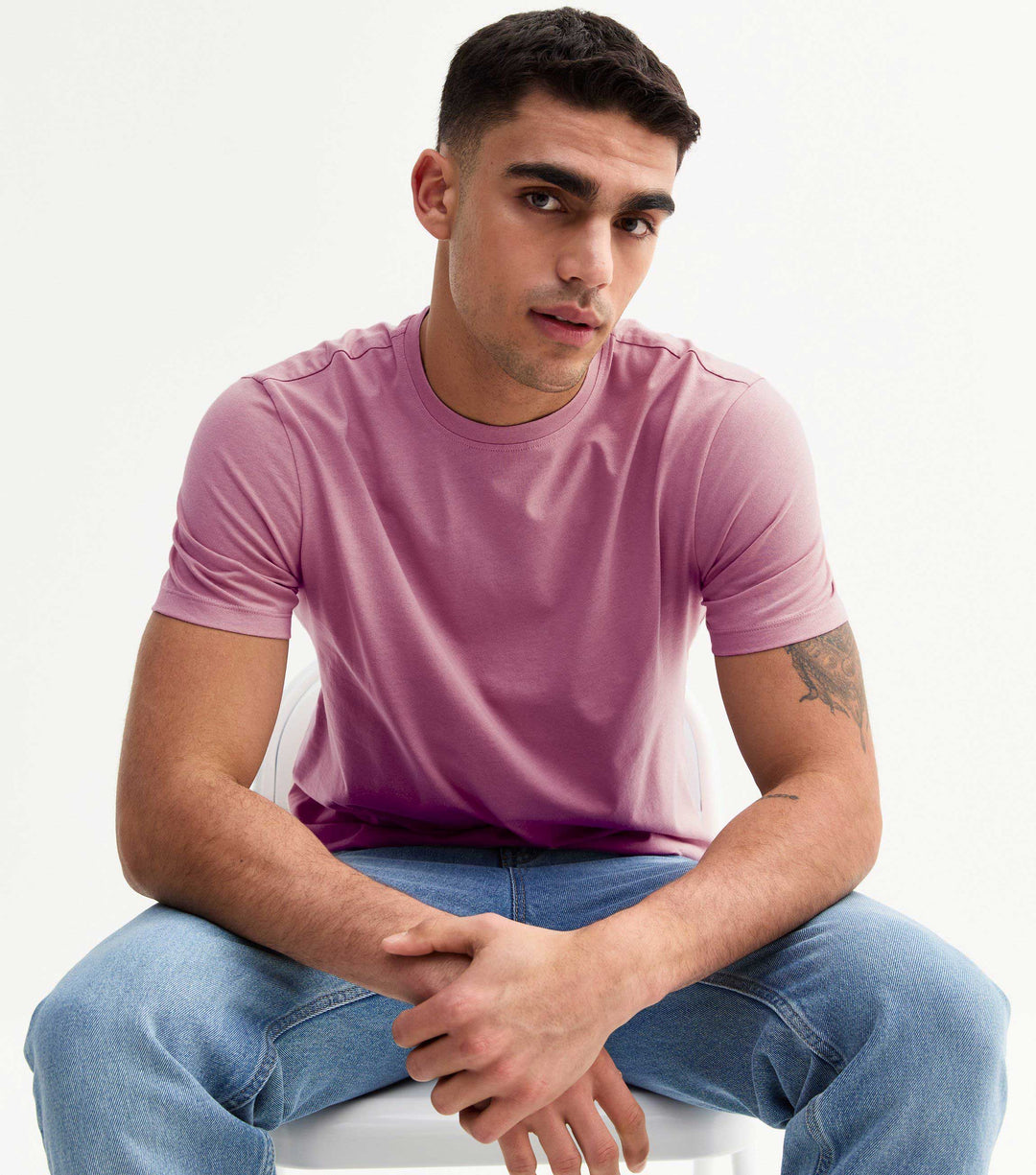 Solid Men Half Sleeve T-Shirt - Lilac