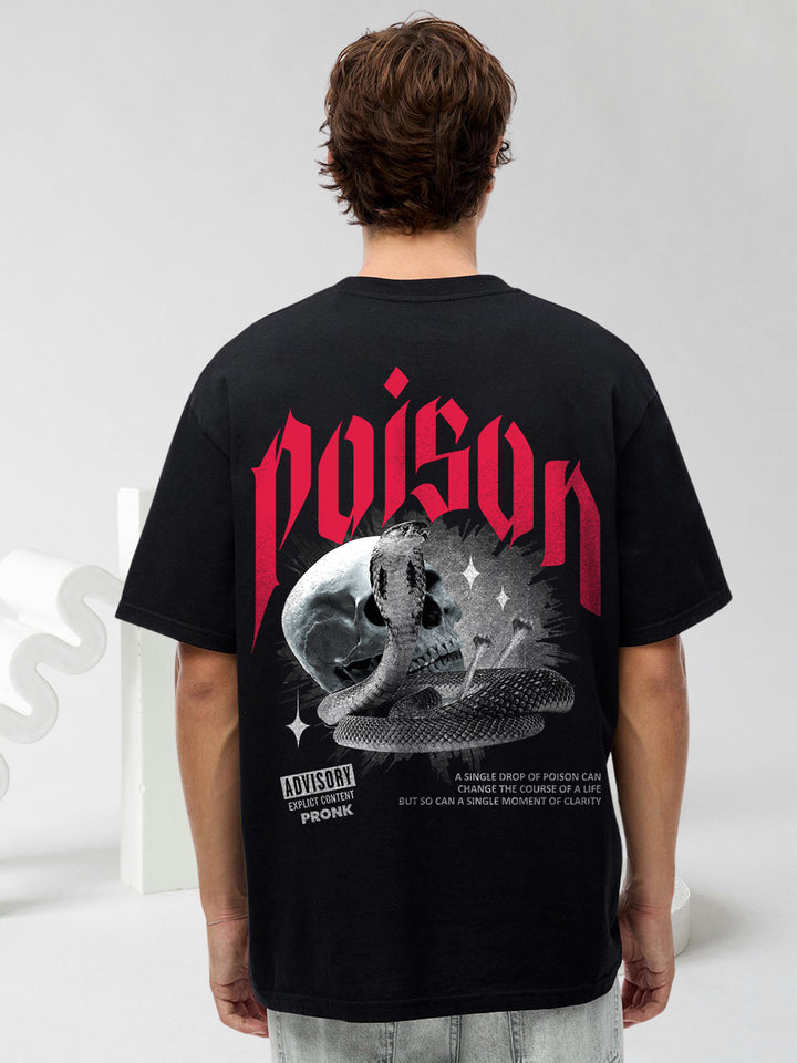 Poison Men Graphic Printed Oversized  T-Shirt