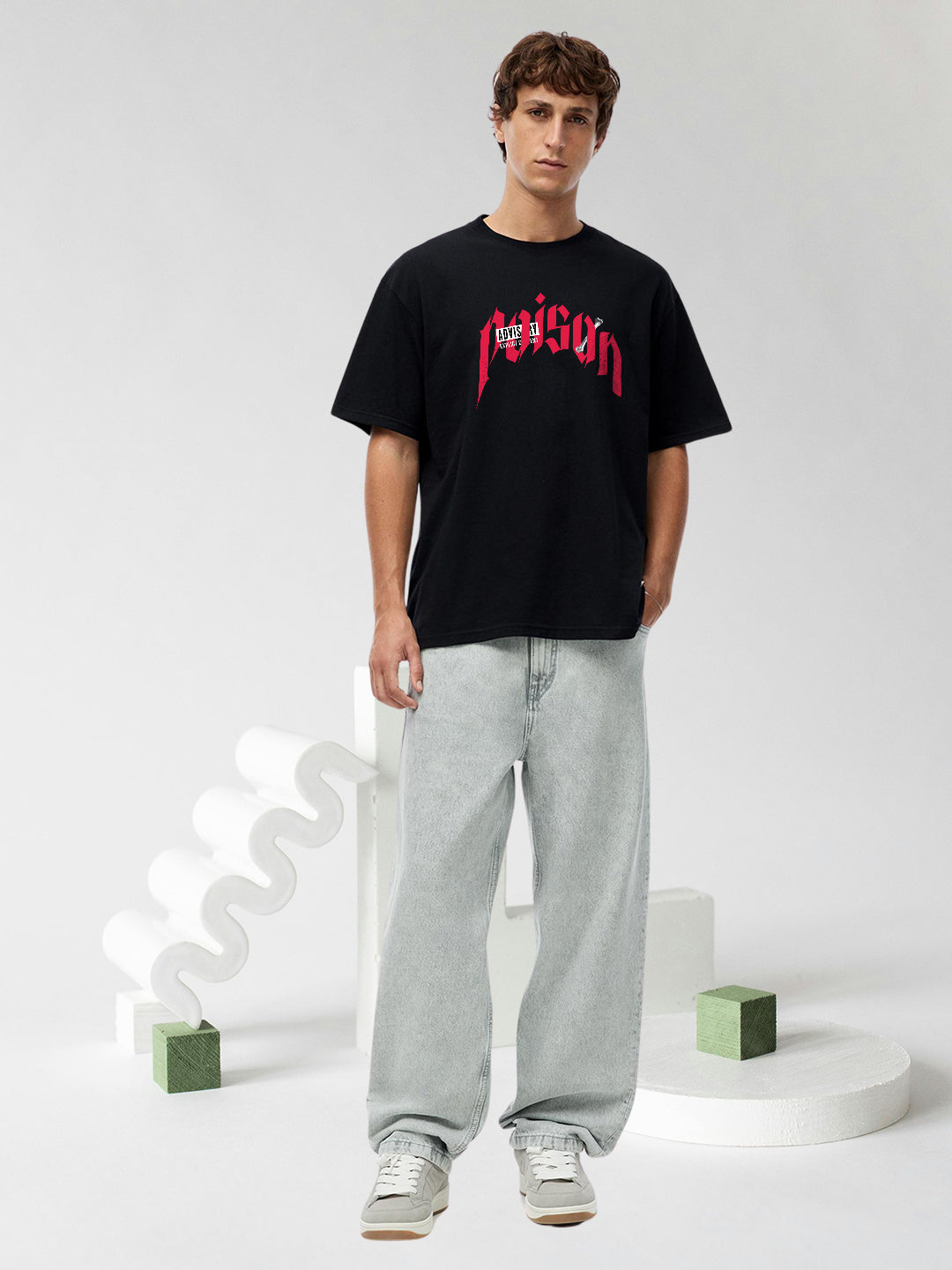 Poison Men Graphic Printed Oversized  T-Shirt