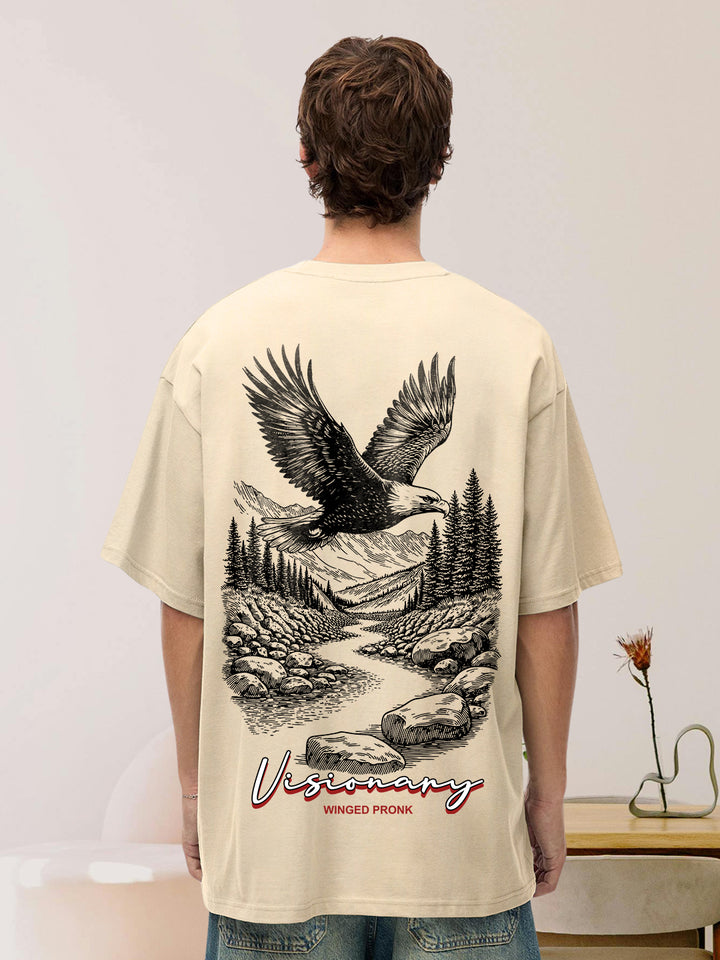 Visionary Men Graphic Printed Oversized  T-Shirt