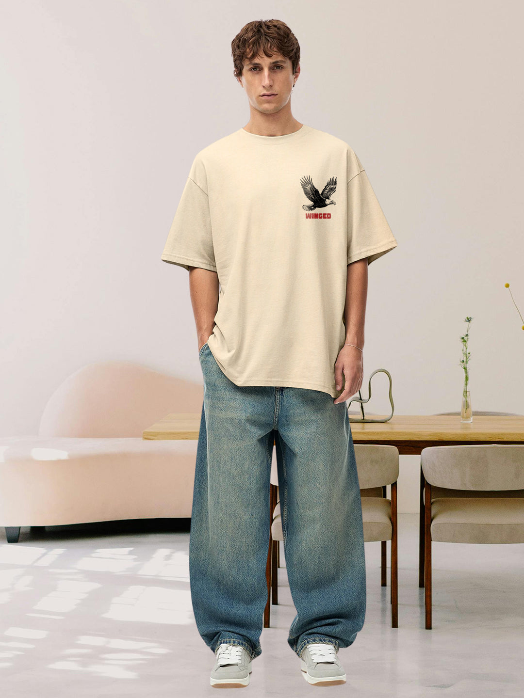 Visionary Men Graphic Printed Oversized  T-Shirt