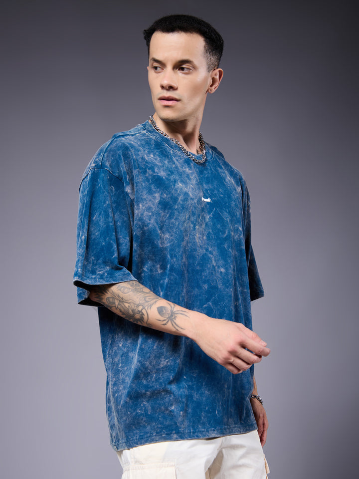 THE PREDATOR Men Retro Wash Printed Oversized T-Shirt