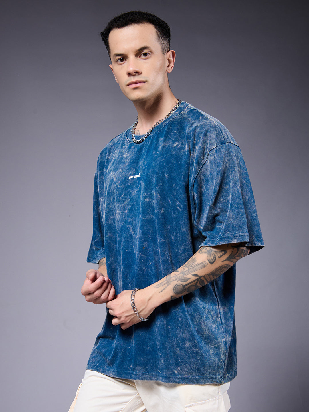 THE PREDATOR Men Retro Wash Printed Oversized T-Shirt