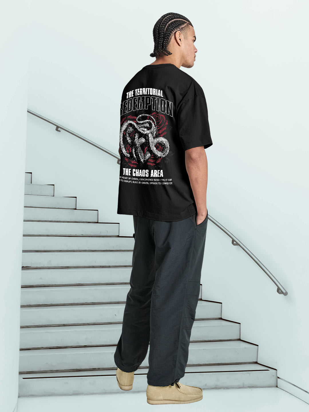 Chaso Area Men Printed Oversized  T-Shirt