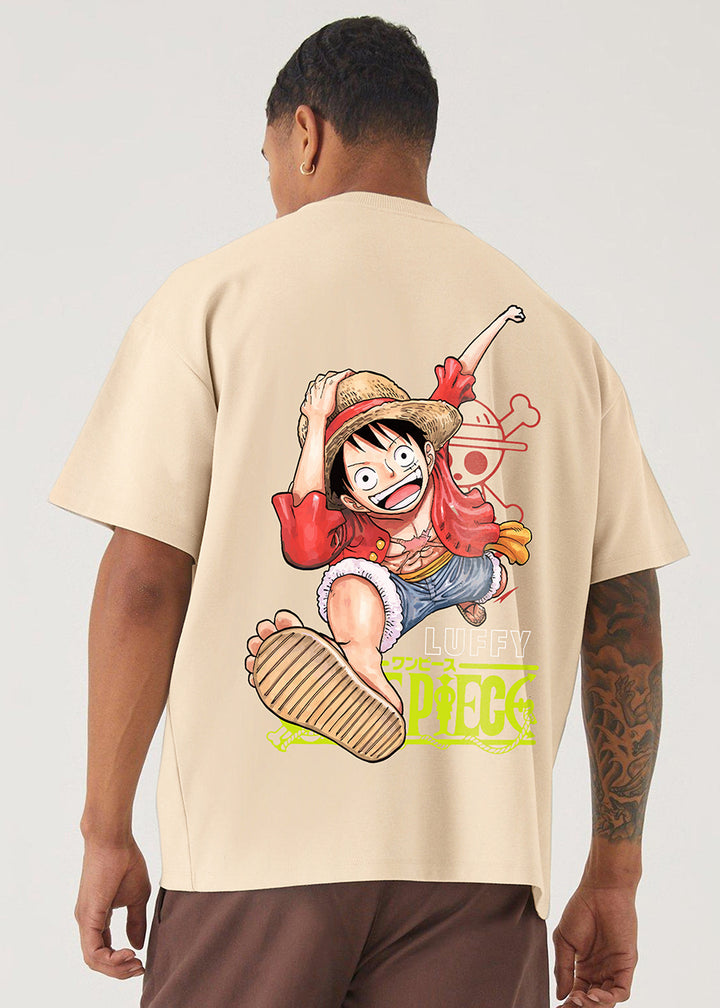 Run Luffy Men Oversized Printed T-Shirt
