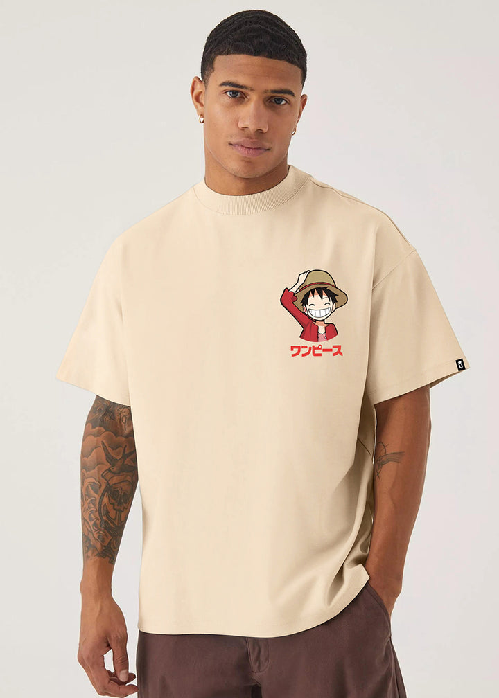 Run Luffy Men Oversized Printed T-Shirt