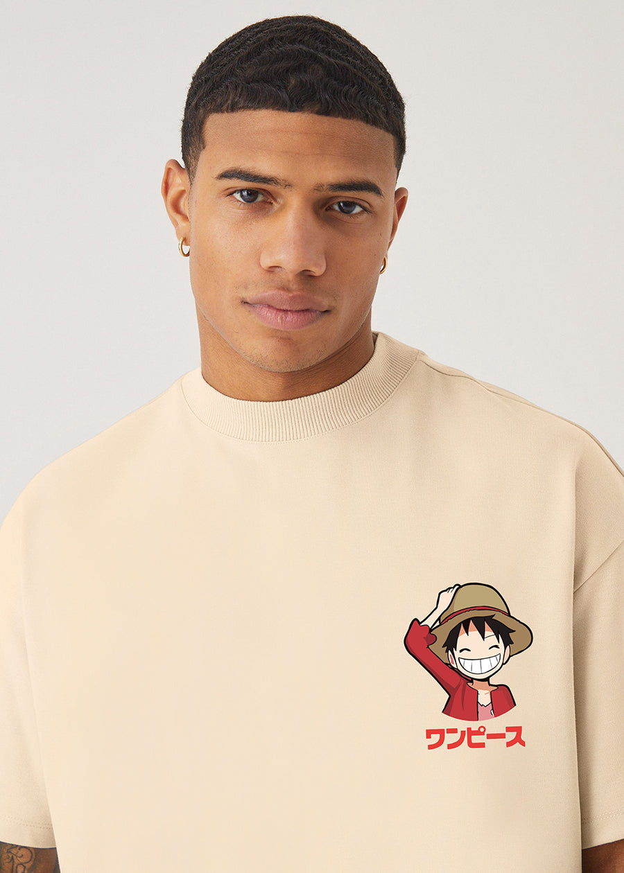 Run Luffy Men Oversized Printed T-Shirt