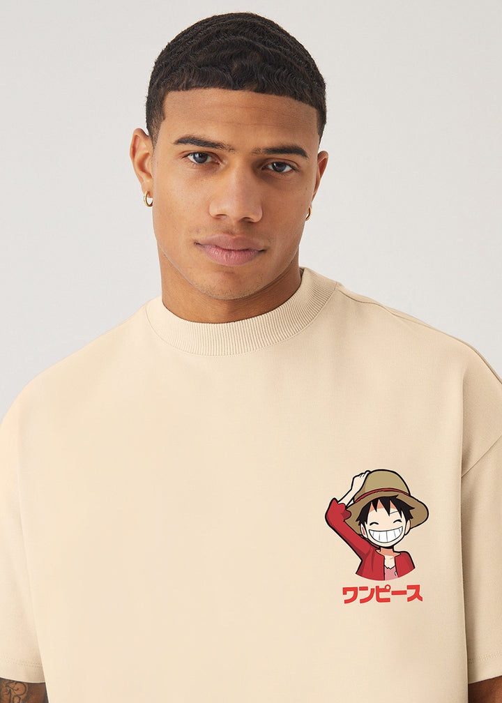 Run Luffy Men Oversized Printed T-Shirt