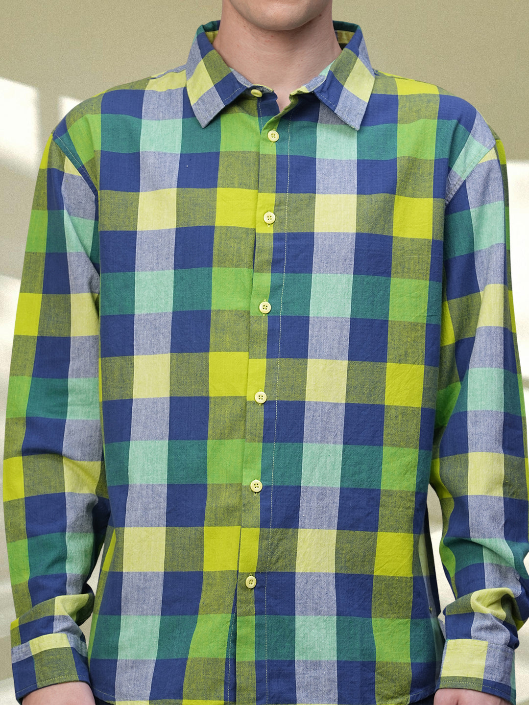 Pronk Men Full Sleeve Check Shirt - Yellow