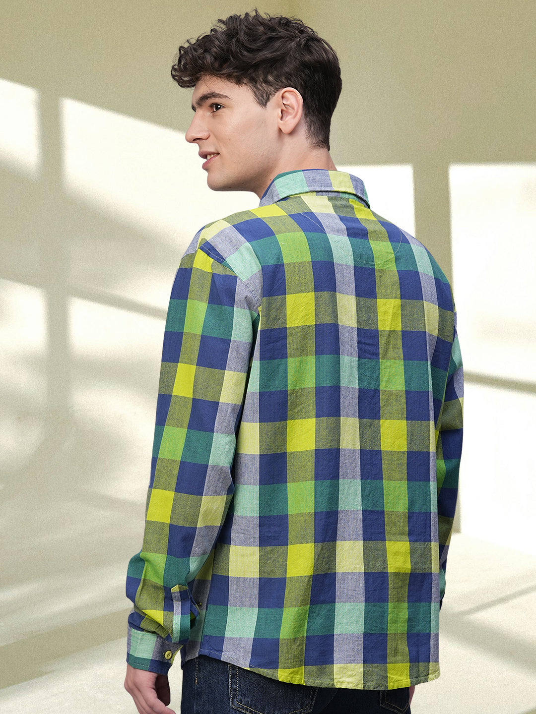 Pronk Men Full Sleeve Check Shirt - Yellow