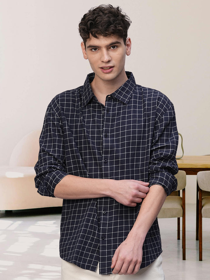 Pronk Men Full Sleeve Check Shirt