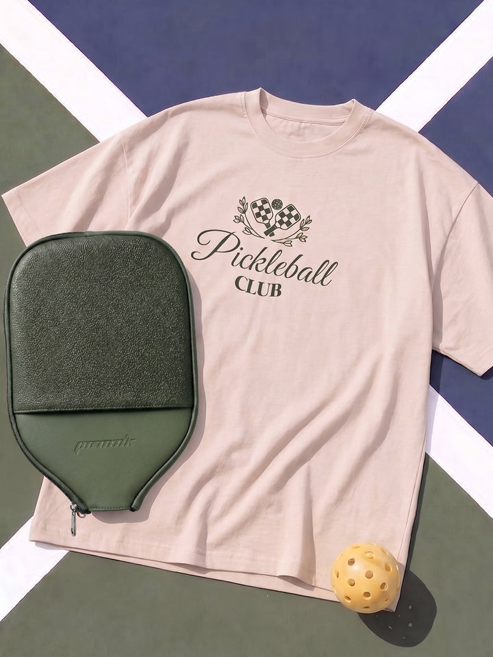 Pickleball Club Men Printed T-Shirt & Paddle Cover Combo