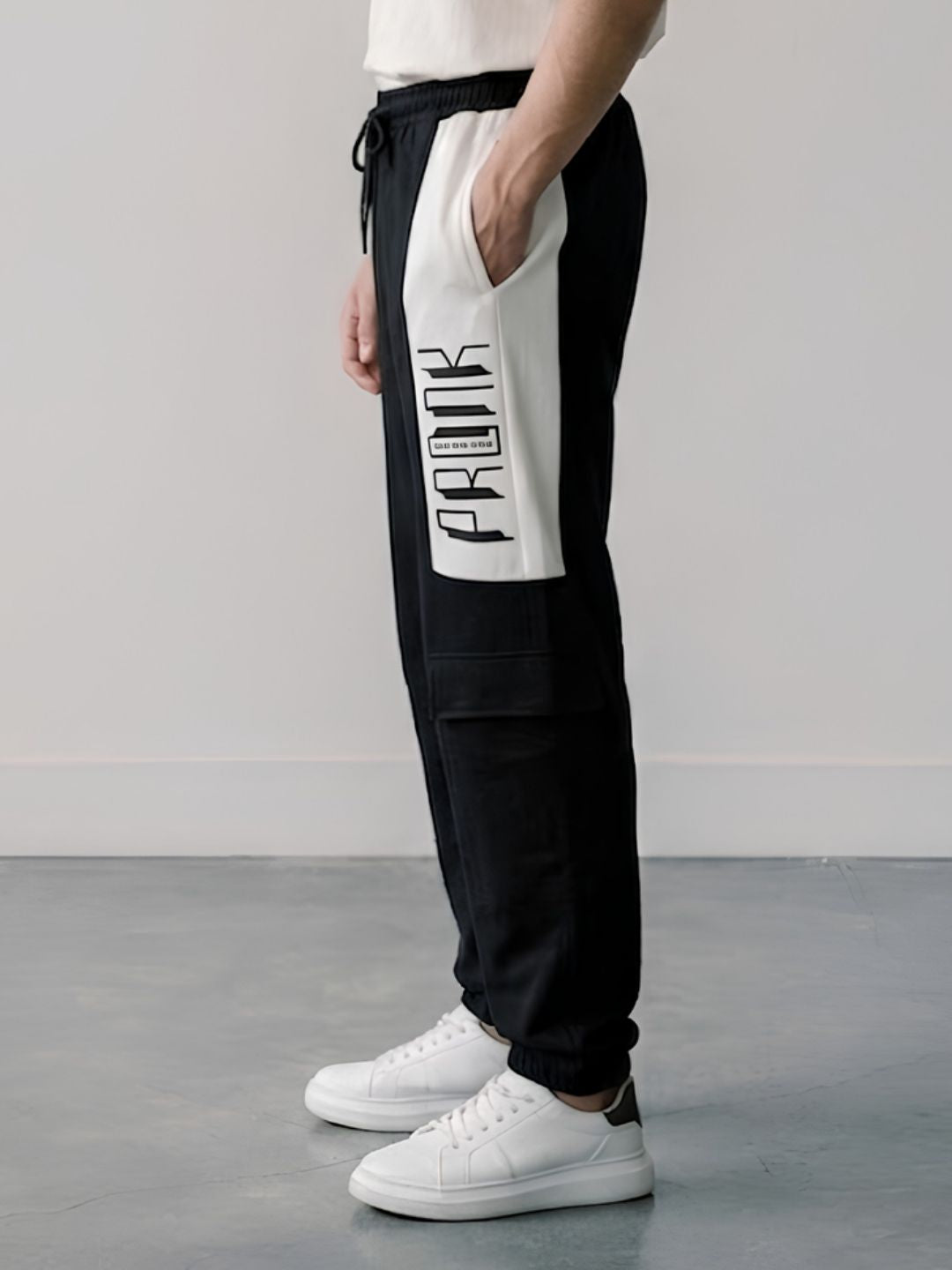Men Premium Knitted Joggers with Side Panel Print