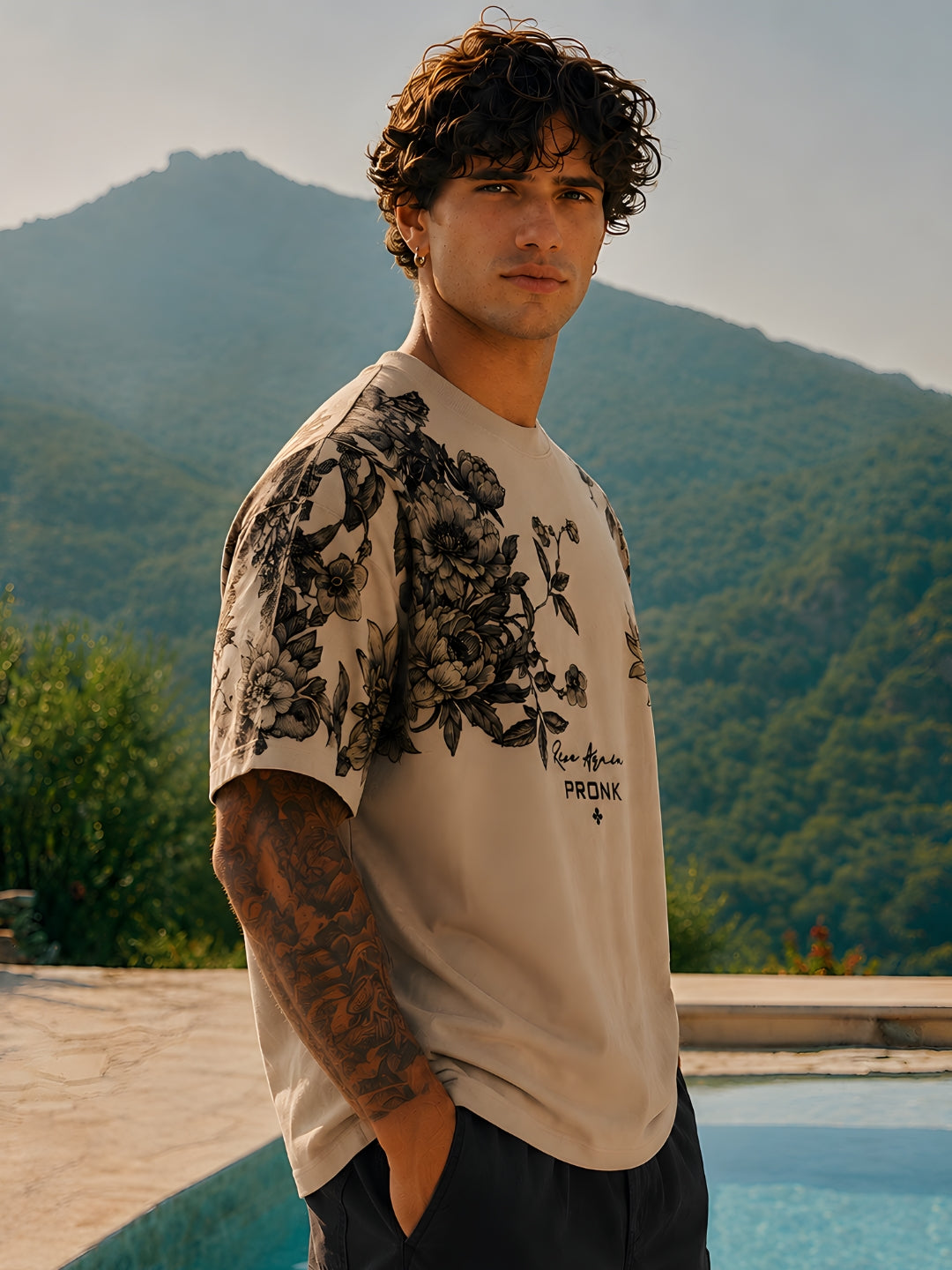 Midnight Bloom Men Premium Oversized T-Shirt