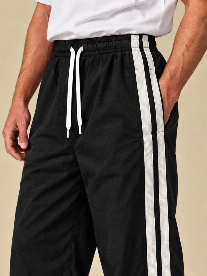 Parachute Pants For Men - Black with White Stripe