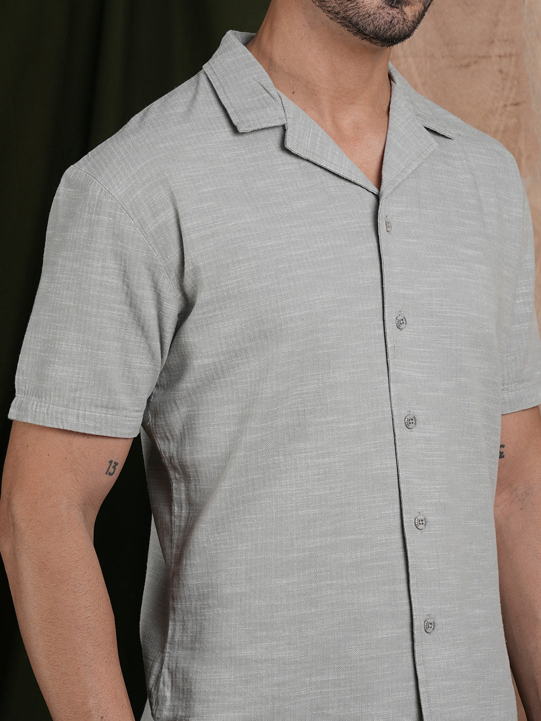 Men's Half Sleeves Shirt - Grey