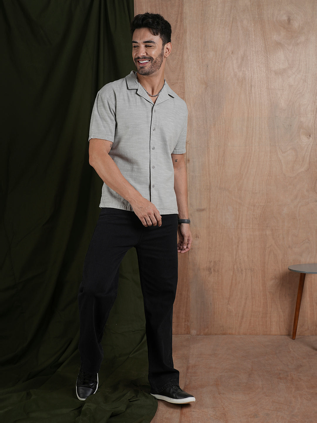 Men's Half Sleeves Shirt - Grey