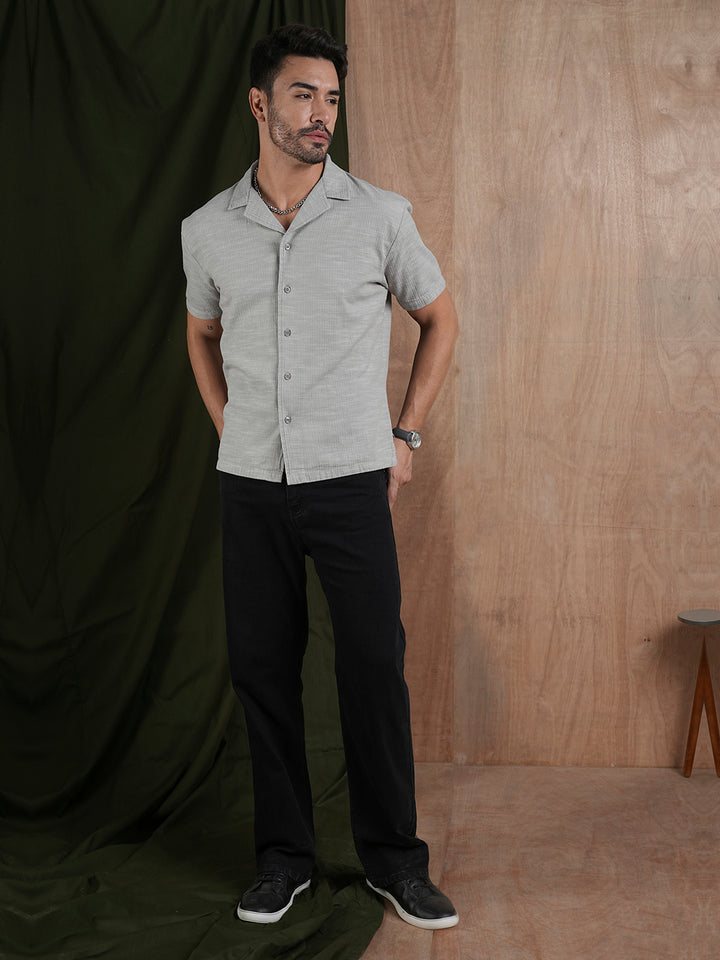 Men's Half Sleeves Shirt - Grey