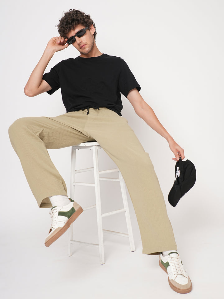 Cotton Pant for Men Solid - Pista Green