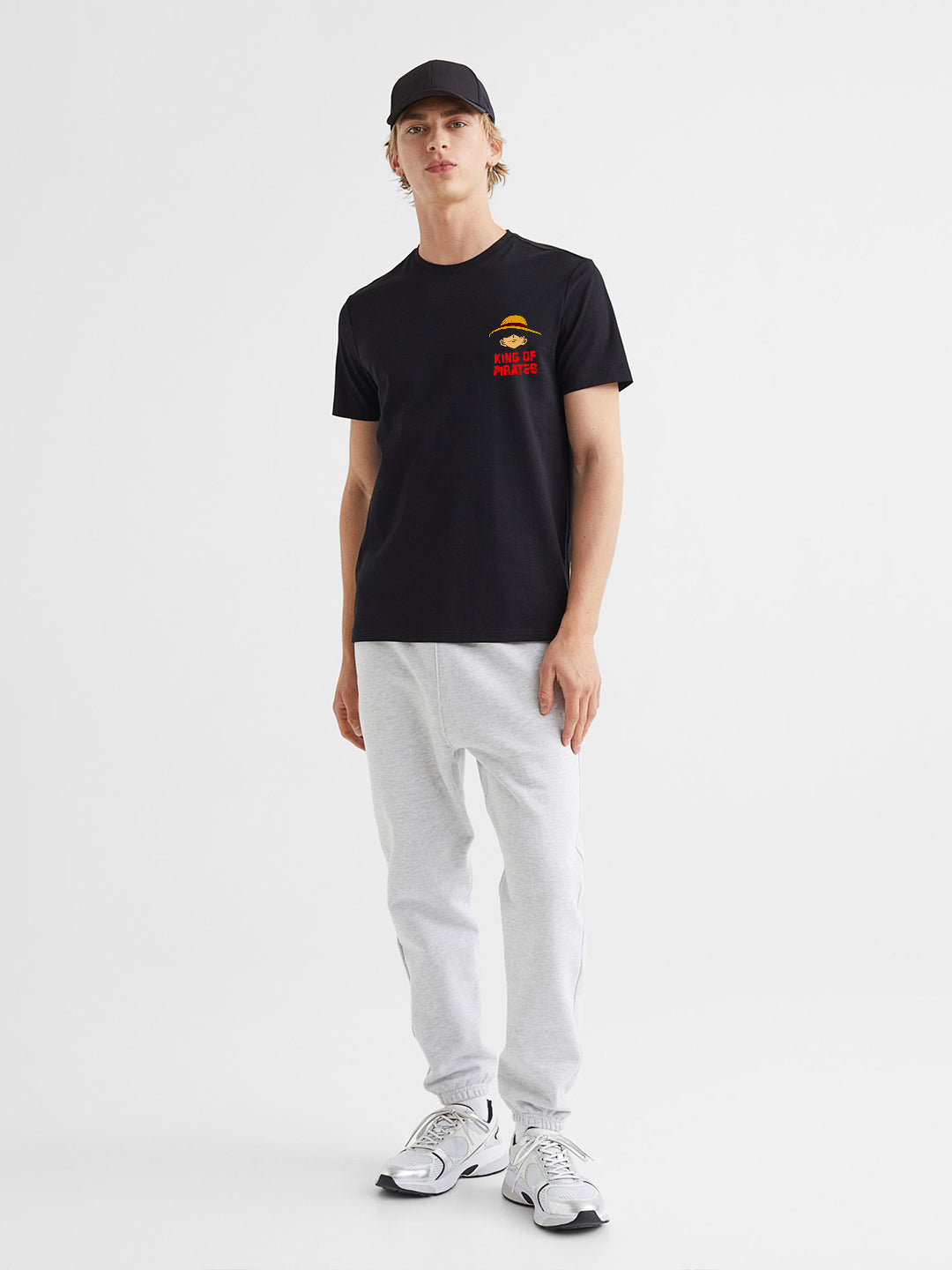 One Piece Men Regular Fit Black Half Sleeve T-Shirt