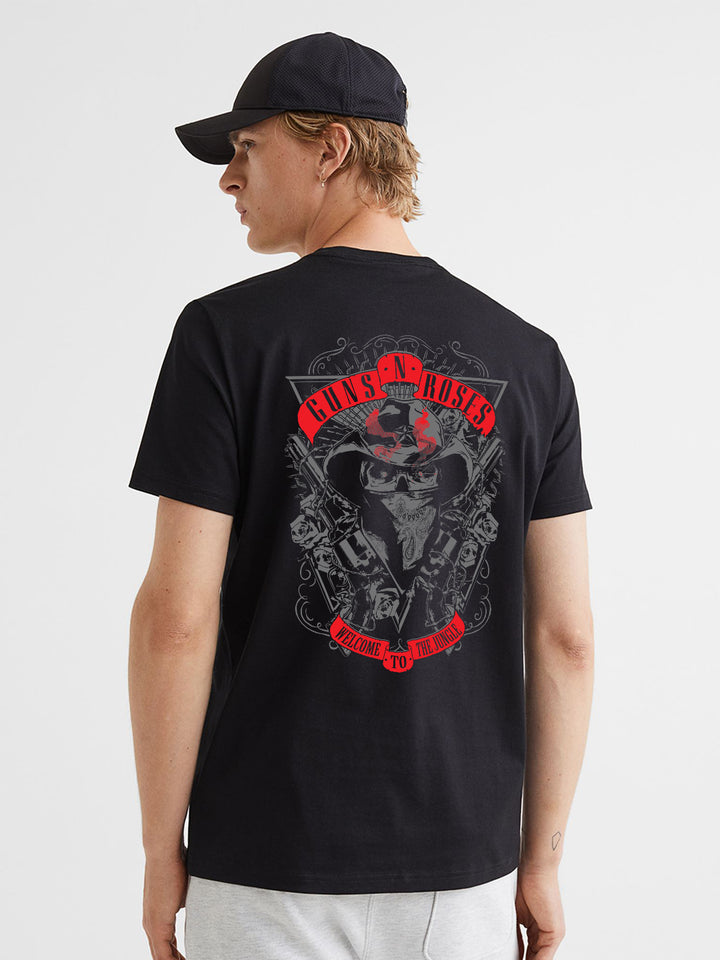 Red Pirate Guns N Roses Men Regular Fit Black Half Sleeve T-Shirt