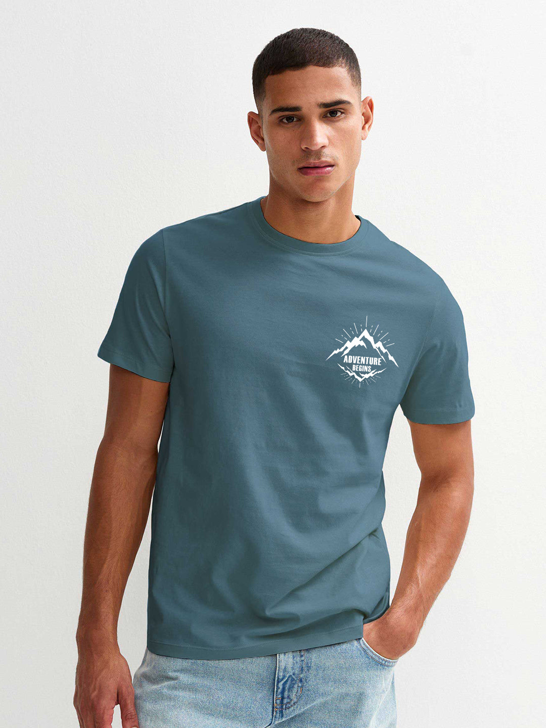 Adventure Begins Men Half Sleeve T-Shirt
