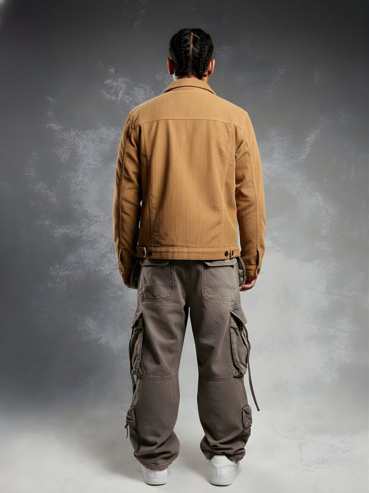 Teddy Lined Corduroy Jacket - Beige