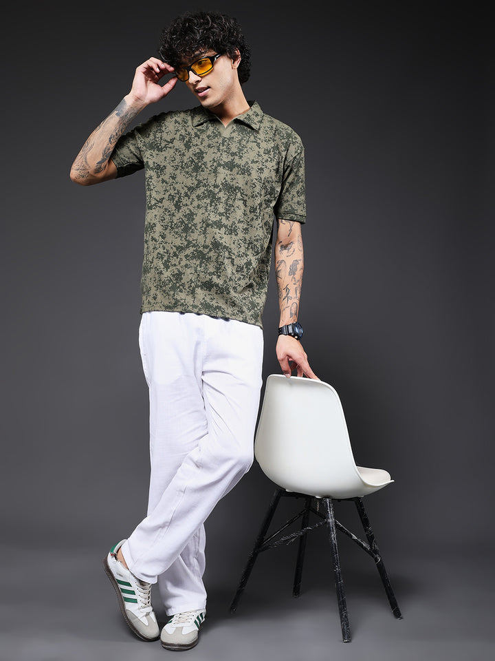 Men Relaxed Fit Printed Polo T-Shirt