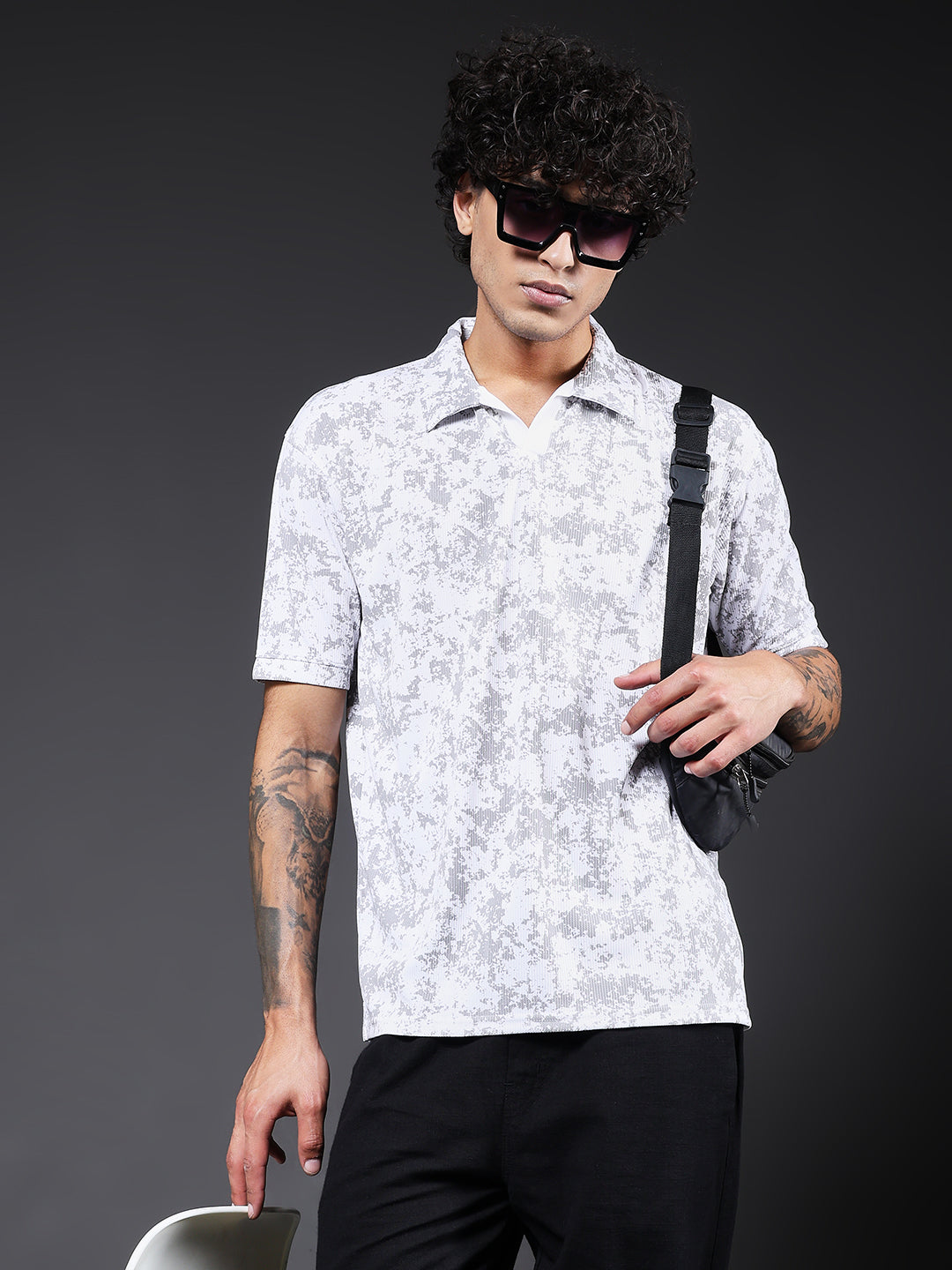 Men Relaxed Fit Printed Polo T-Shirt