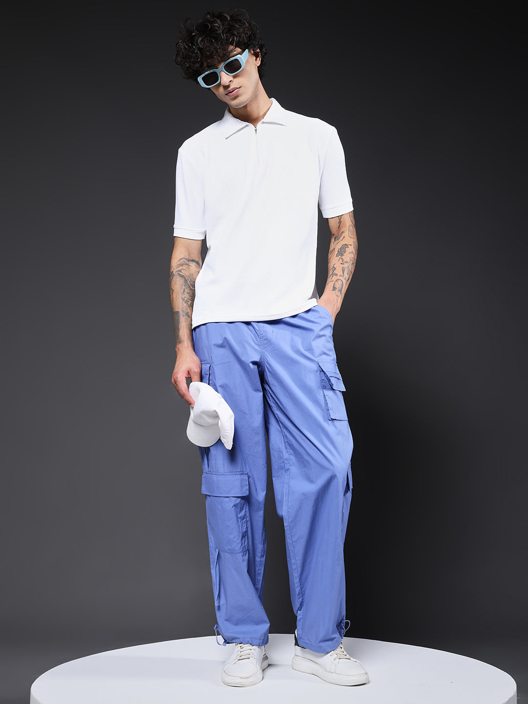 Parachute Pants For Men - Denim Blue