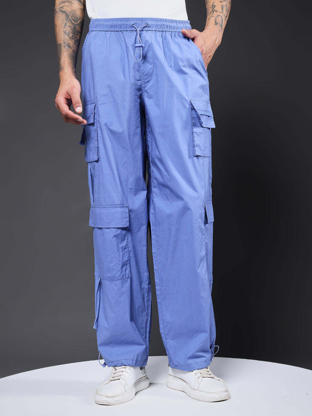 Parachute Pants For Men - Denim Blue