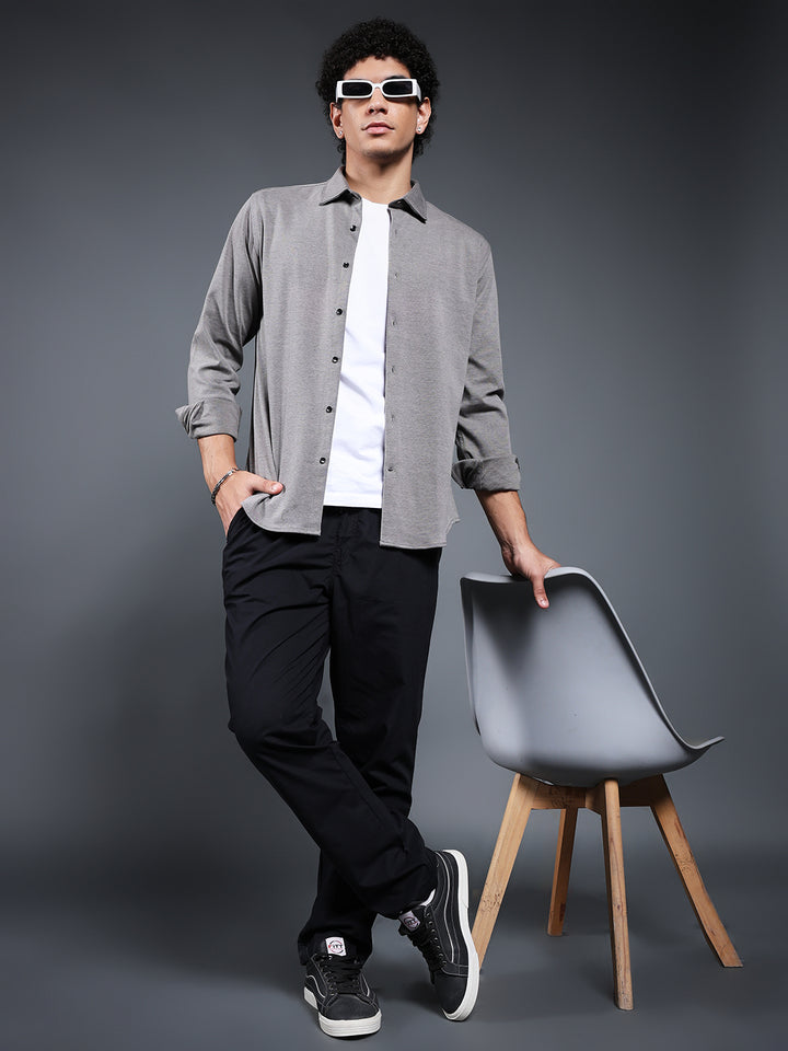 Mens Full Sleeves Shirt - Ash Grey
