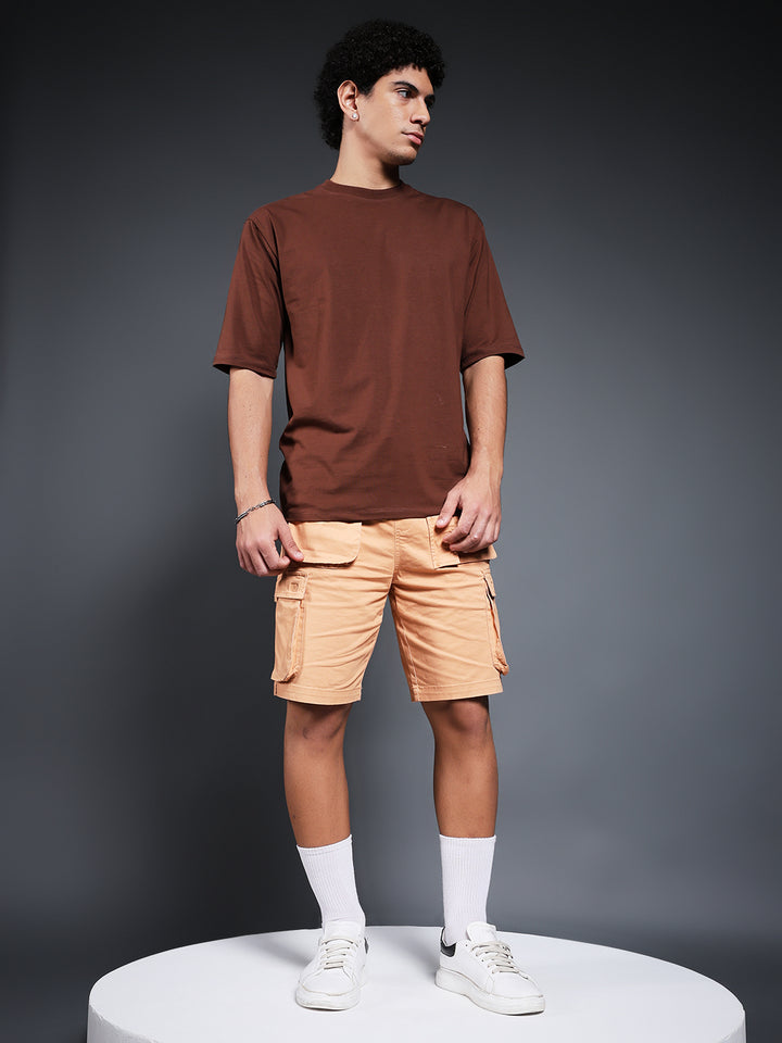 Mens Cotton Utility Shorts  – Brown