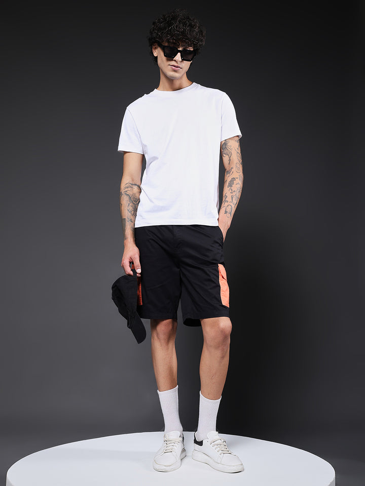 Men's Cotton Utility Cargo Shorts with Multi-Pockets – Black