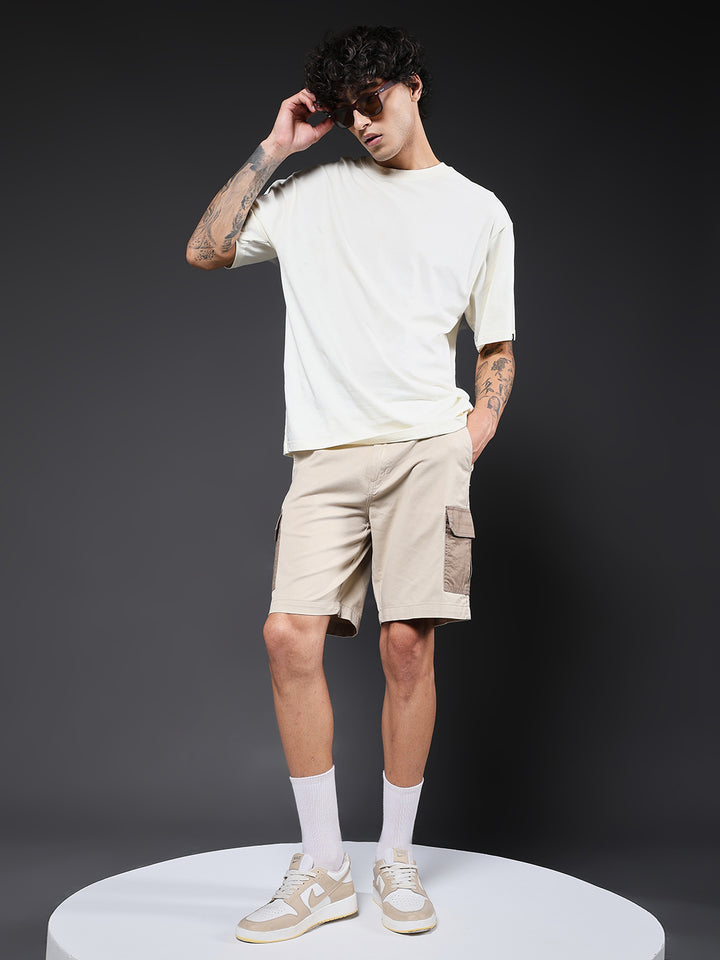 Men's Cotton Utility Cargo Shorts with Multi-Pockets – Brown