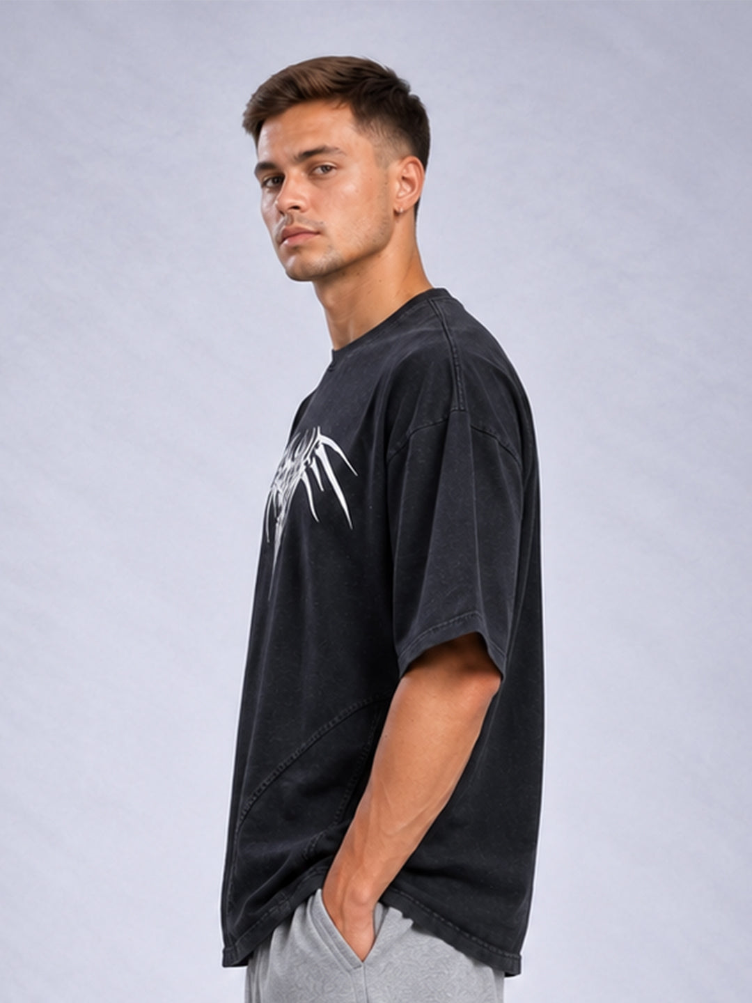 Men Premium Retro Wash Oversized Terry T-shirt