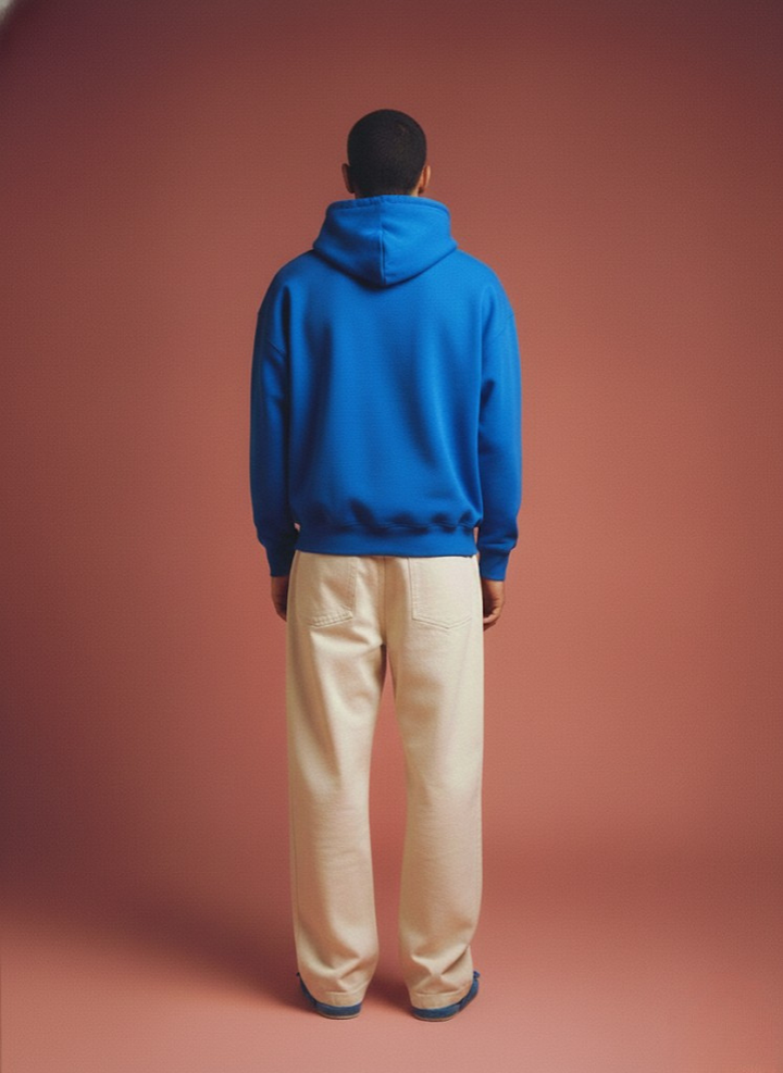 Solid Men Drop Shoulder Premium Terry Hoodie - Royal Blue