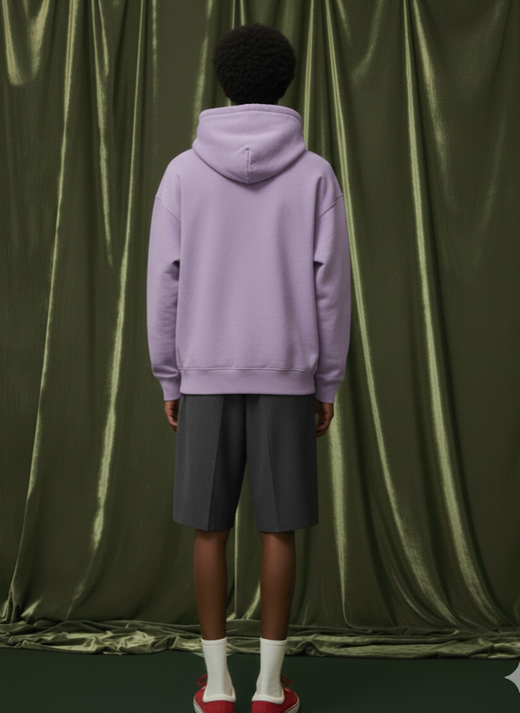 Solid Men Drop Shoulder Premium Terry Hoodie - Lilac