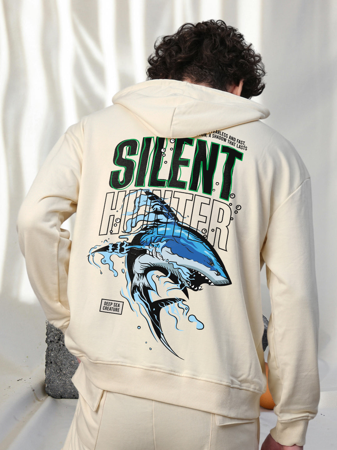 SILENT HUNTER Men Drop Shoulder Premium Terry Hoodie