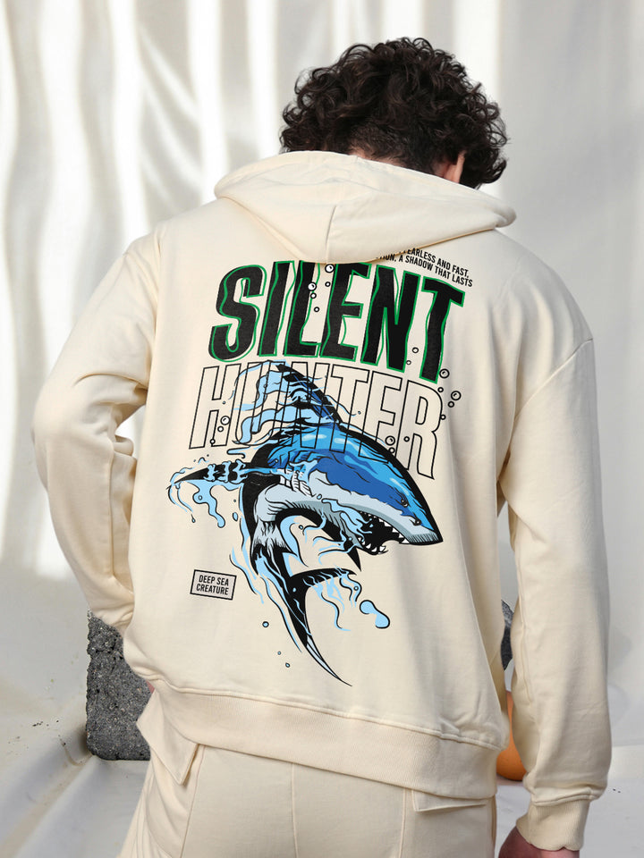 SILENT HUNTER Men Drop Shoulder Premium Terry Hoodie