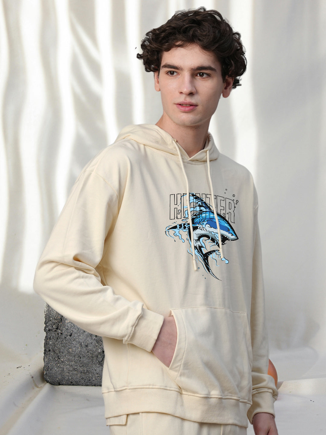 SILENT HUNTER Men Drop Shoulder Premium Terry Hoodie